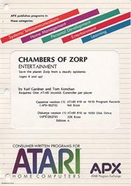 Box cover for Chambers Of Zorp on the Atari 8-bit.