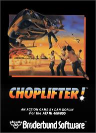 Box cover for Choplifter! on the Atari 8-bit.