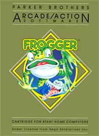 Box cover for Frogger on the Atari 8-bit.