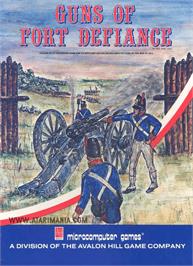 Box cover for Guns of Fort Defiance on the Atari 8-bit.