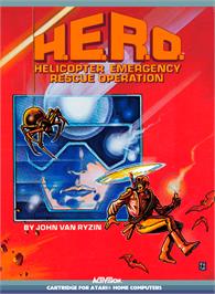Box cover for HERO on the Atari 8-bit.