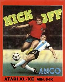 Box cover for Kick Off on the Atari 8-bit.