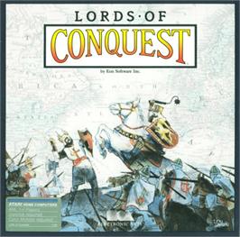 Box cover for Lords of Conquest on the Atari 8-bit.