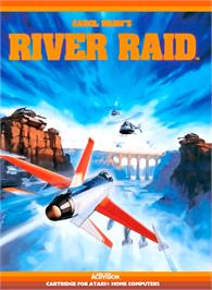 Box cover for River Raid on the Atari 8-bit.