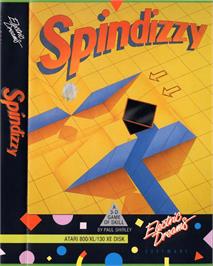 Box cover for Spindizzy on the Atari 8-bit.
