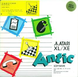 Box cover for Taxicab Hill on the Atari 8-bit.