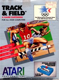 Box cover for Track & Field on the Atari 8-bit.