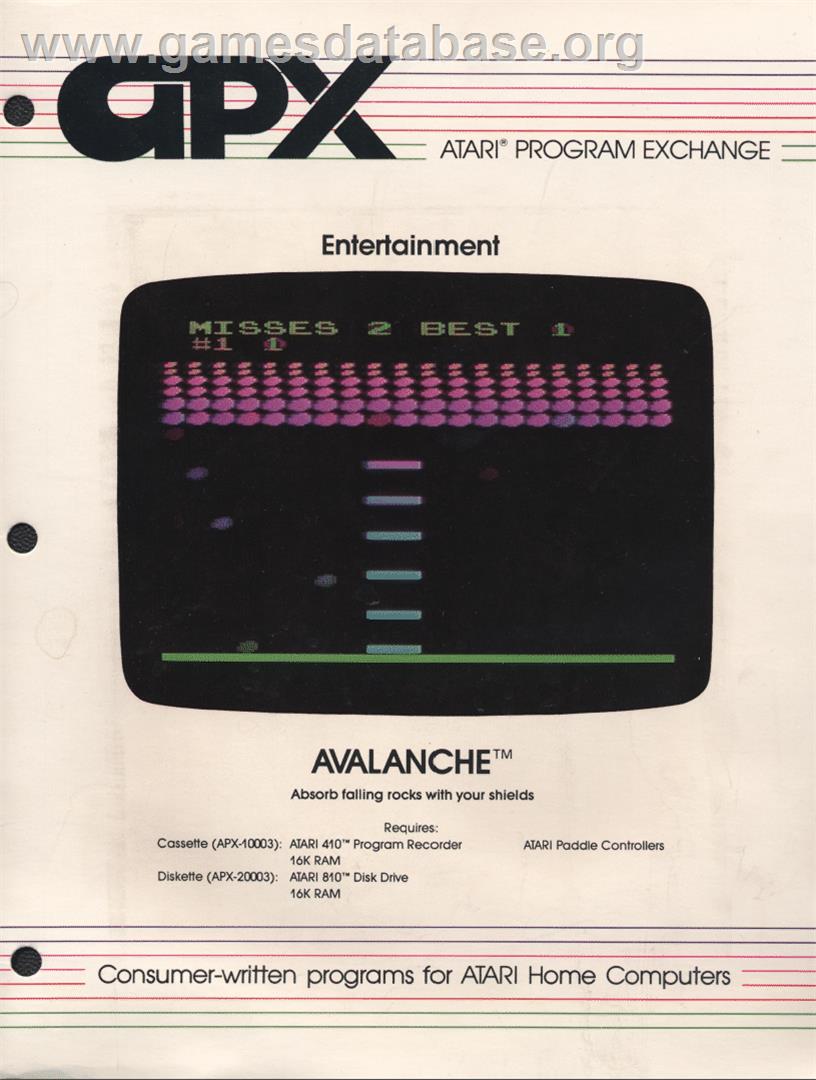 Avalanche - Atari 8-bit - Artwork - Box