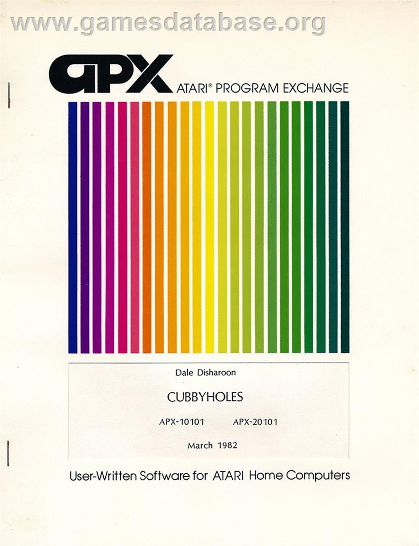 Cubbyholes - Atari 8-bit - Artwork - Box
