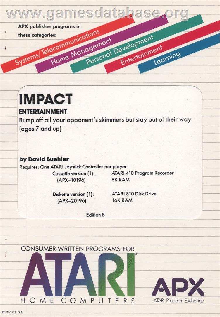 Impact - Atari 8-bit - Artwork - Box