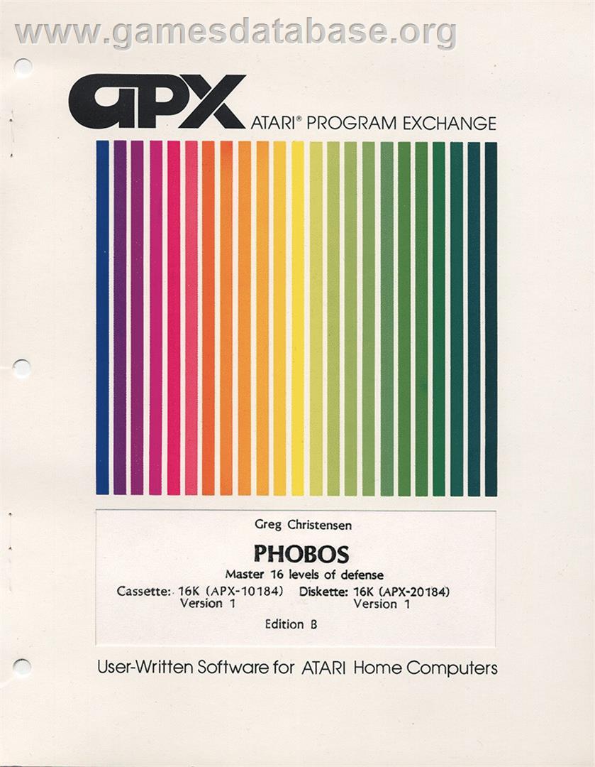 Phobos - Atari 8-bit - Artwork - Box