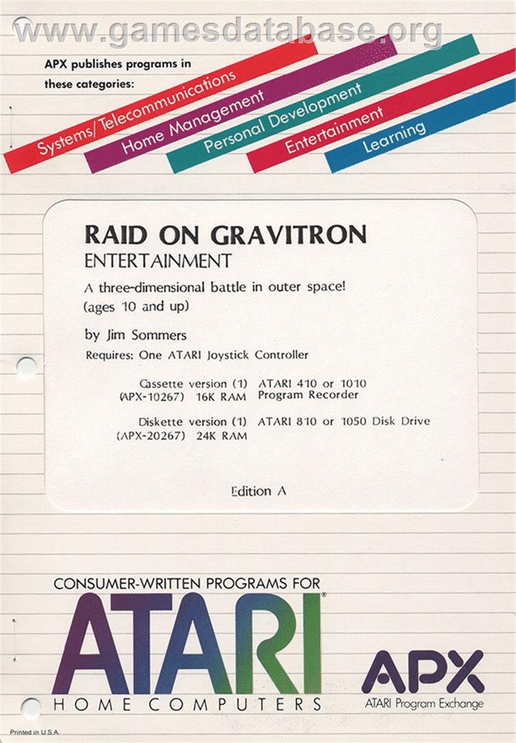 Raid On Gravitron - Atari 8-bit - Artwork - Box
