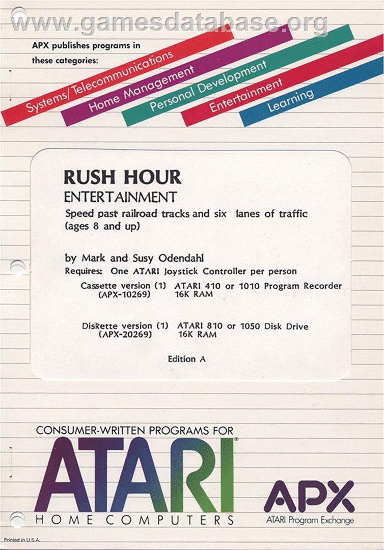 Rush Hour - Atari 8-bit - Artwork - Box