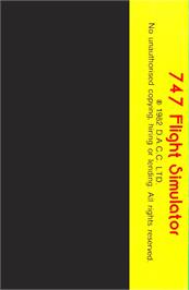 Box back cover for 747 Flight Simulator on the Atari 8-bit.