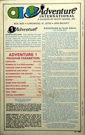 Box back cover for Adventureland on the Atari 8-bit.