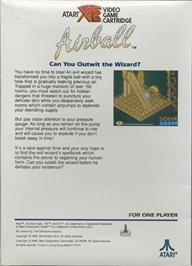 Box back cover for Airball on the Atari 8-bit.
