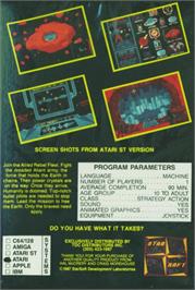 Box back cover for Aliants - The Desperate Battle For Earth on the Atari 8-bit.