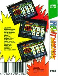 Box back cover for Arcade Fruit Machine on the Atari 8-bit.