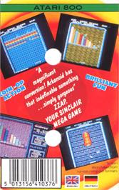 Box back cover for Arkanoid on the Atari 8-bit.