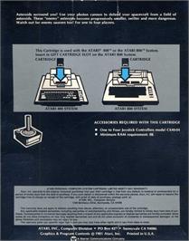 Box back cover for Asteroids on the Atari 8-bit.