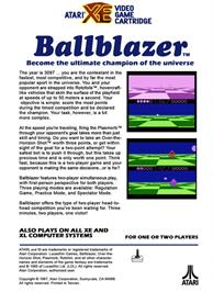 Box back cover for Ballblazer on the Atari 8-bit.