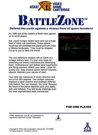 Box back cover for Battle Zone on the Atari 8-bit.