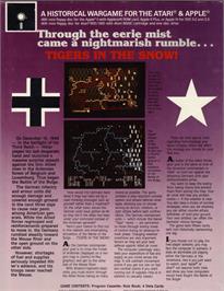 Box back cover for Battle of the Bulge: Tigers in the Snow on the Atari 8-bit.