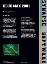 Box back cover for Blue Max 2001 on the Atari 8-bit.