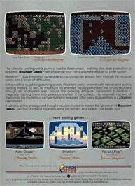 Box back cover for Boulder Dash on the Atari 8-bit.