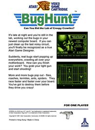Box back cover for Bug Hunt on the Atari 8-bit.