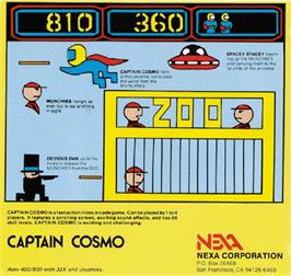 Box back cover for Captain Cosmo on the Atari 8-bit.