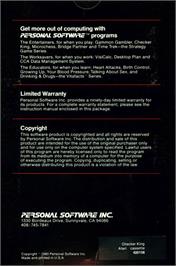 Box back cover for Checker King on the Atari 8-bit.
