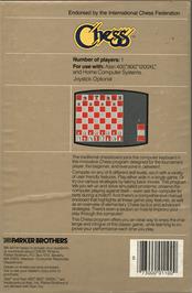 Box back cover for Chess on the Atari 8-bit.