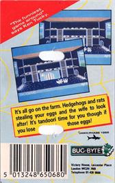 Box back cover for Chicken Chase on the Atari 8-bit.