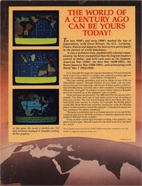 Box back cover for Colonial Conquest on the Atari 8-bit.