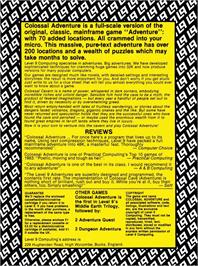 Box back cover for Colossal Adventure on the Atari 8-bit.