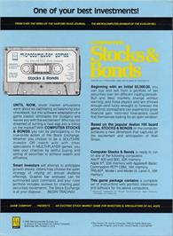 Box back cover for Computer Stocks And Bonds on the Atari 8-bit.