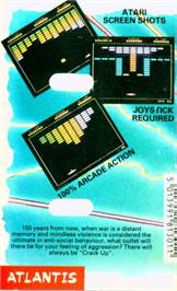 Box back cover for Crack-Up on the Atari 8-bit.