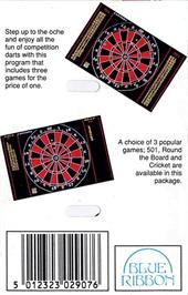 Box back cover for Darts on the Atari 8-bit.