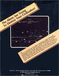 Box back cover for Defender on the Atari 8-bit.