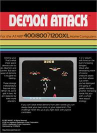 Box back cover for Demon Attack on the Atari 8-bit.