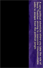 Box back cover for Denis Through the Drinking Glass on the Atari 8-bit.