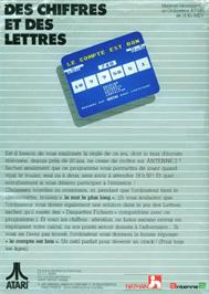 Box back cover for Des Chiffres Et Des Lettres on the Atari 8-bit.