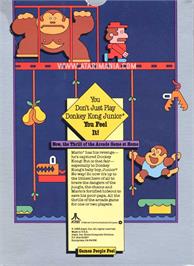 Box back cover for Donkey Kong Junior on the Atari 8-bit.