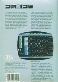 Box back cover for Droids on the Atari 8-bit.