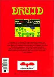 Box back cover for Druid on the Atari 8-bit.