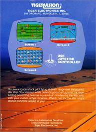 Box back cover for Espial on the Atari 8-bit.