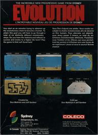 Box back cover for Evolution on the Atari 8-bit.