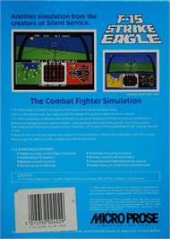Box back cover for F-15 Strike Eagle on the Atari 8-bit.