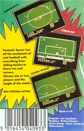 Box back cover for Fantastic Soccer on the Atari 8-bit.